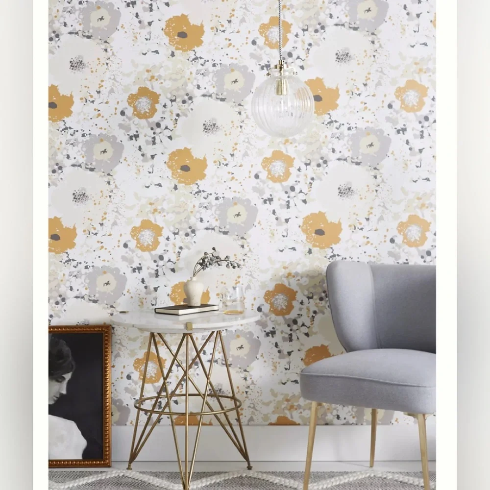 Anthropologie x York Spontaneity Metallic Floral Wallpaper
